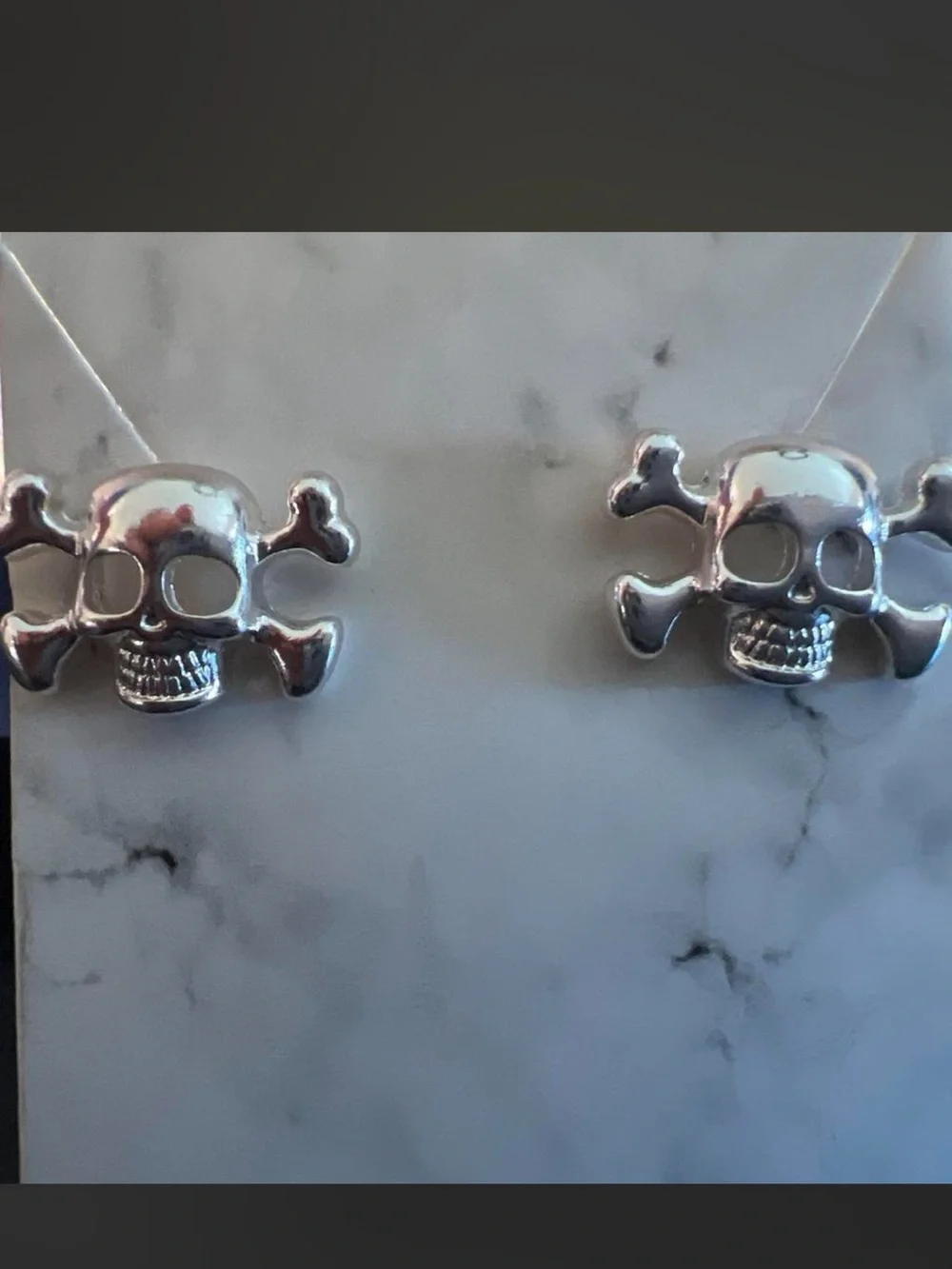 Kids Silver Skull & Crossbones Stud Earrings - Cute Pirate Style